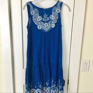 Anthropologie drop waist dress with embroidery